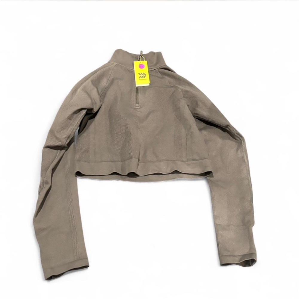 All‎ In Motion Womens's Gray Cropped 1/4 Zip Pullover Athletic Top - Size M